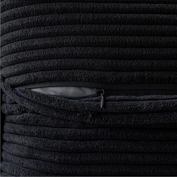 Striped Black Corduroy Farmhouse Luxury Soft Decorative Stylish Pillow Cover Set - Picture 3 of 5